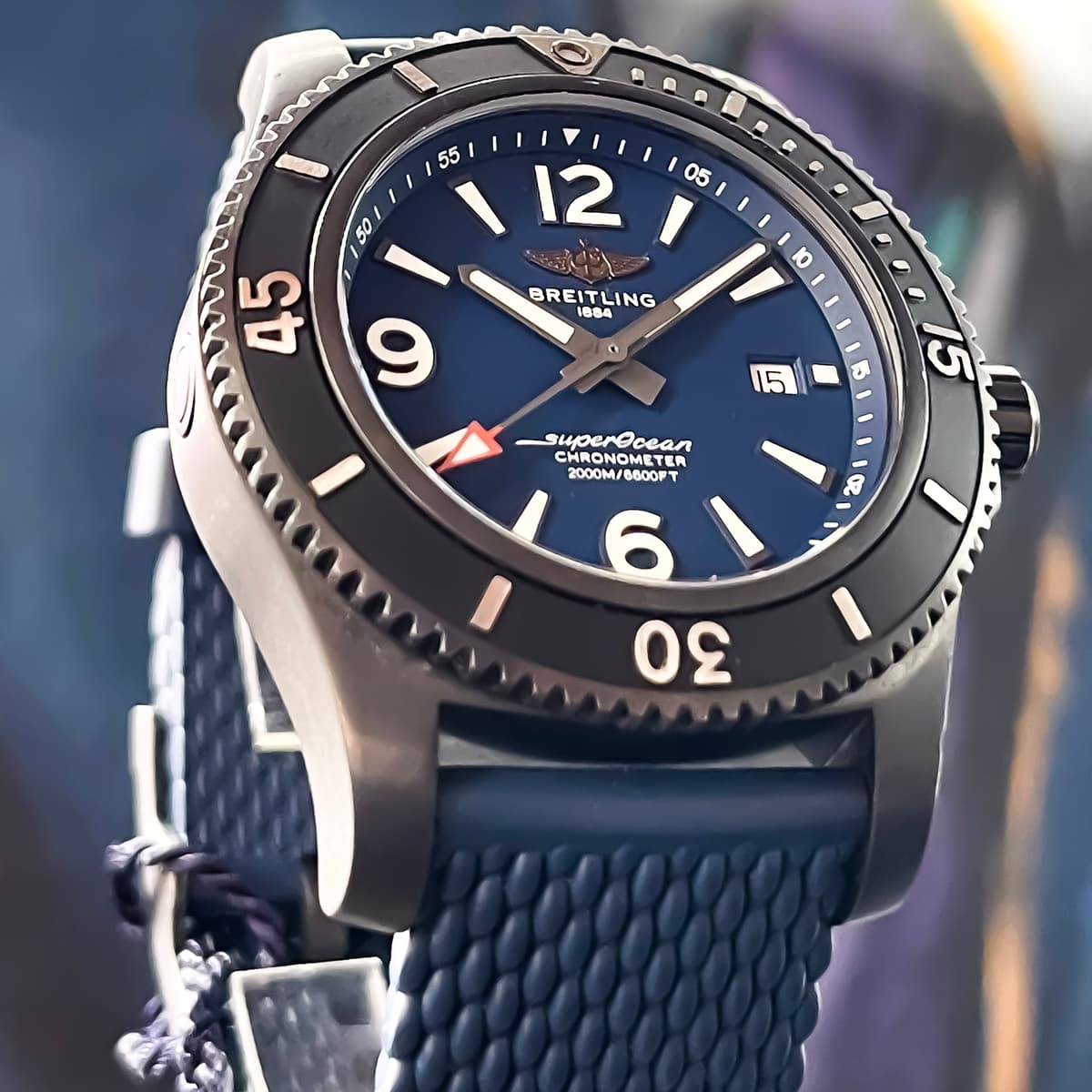 [WTS] Breitling SuperOcean 46mm M17368 — DLC Coated, Blue Dial, FULL KIT (Box & Papers)