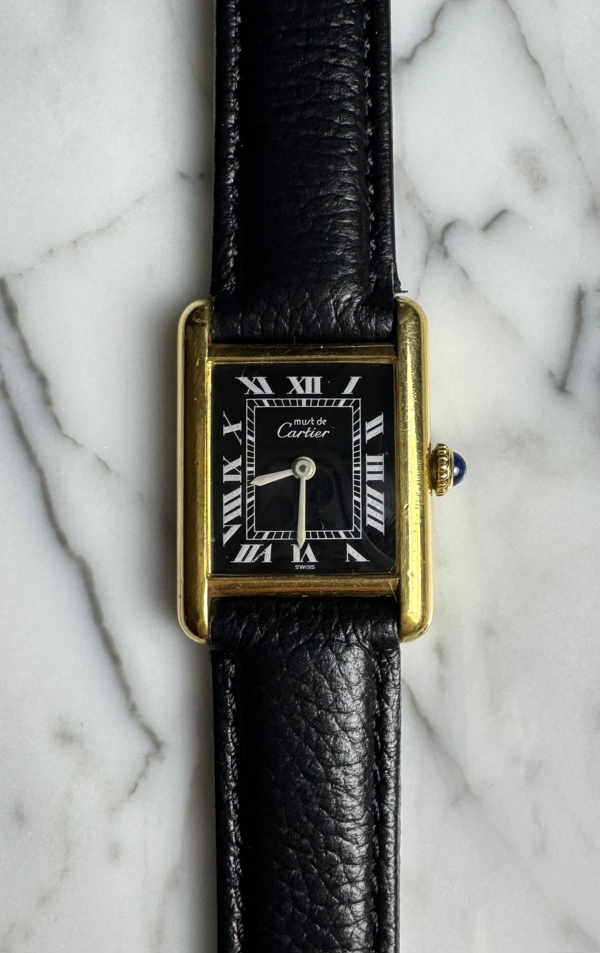 [WTS] Cartier Tank Vermeil Gold Plated Black Roman Dial 1990 (Unpolished/Serviced)