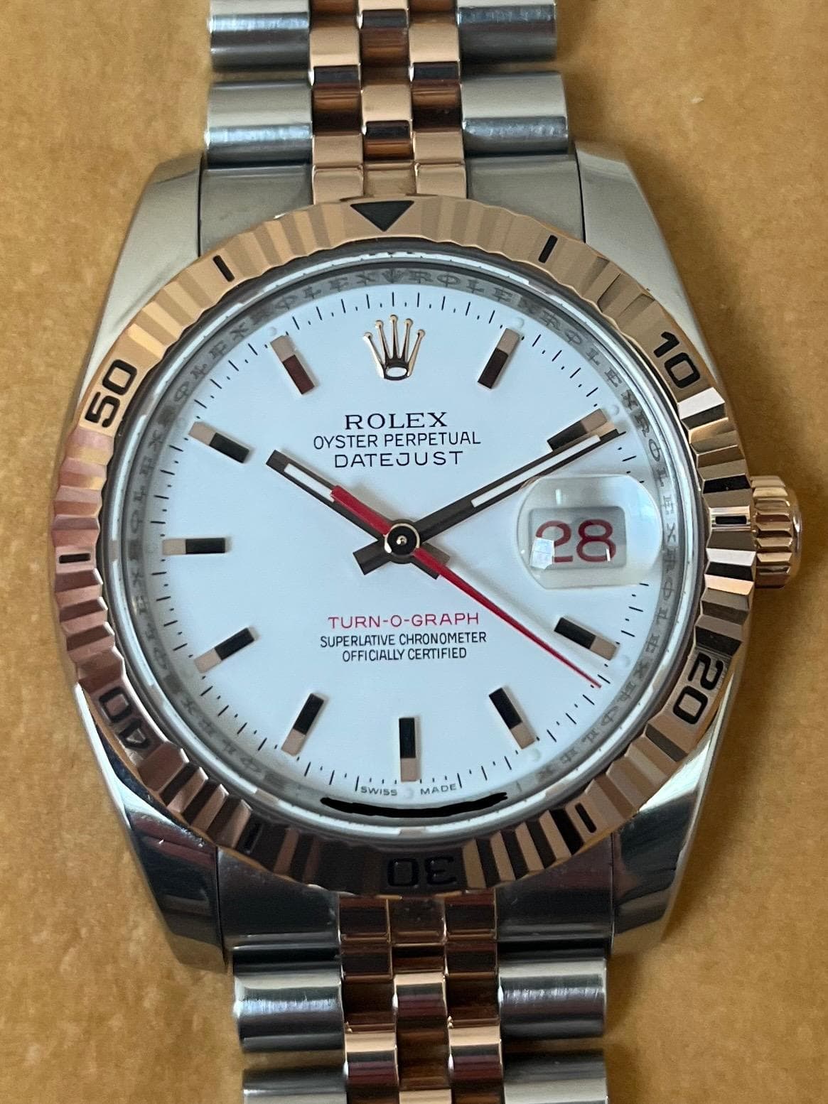 [WTS][US] Rolex Datejust Turnograph - White Dial - Steel/Rose Gold - 36mm - Hidden Jubilee - 116261 - Full Set