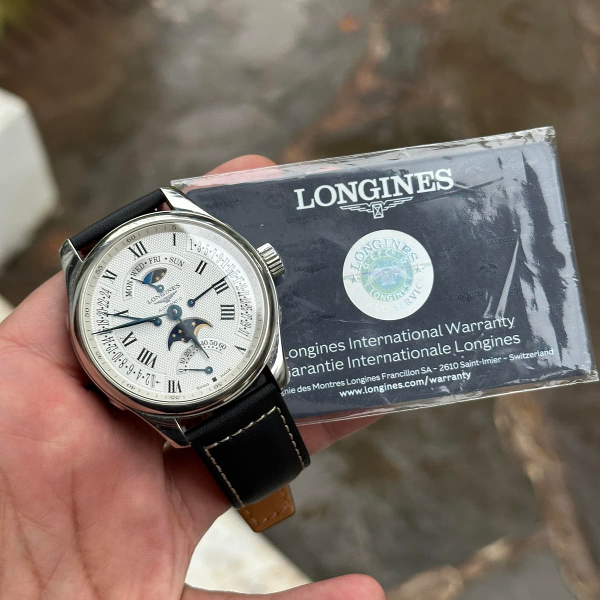[WTS] Longines Master Collection - Retrograde - Silver "barleycorn" dial - Sun and Moon + Moon-phase - 44mm - With Card