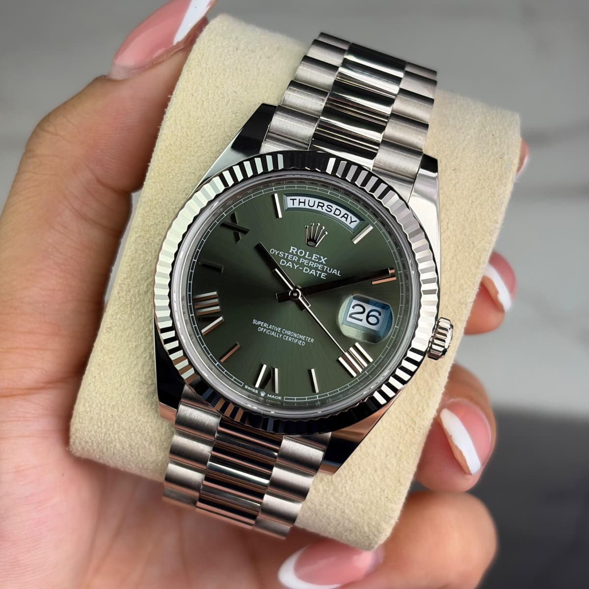 [WTS] 2022 Rolex Day-Date 40, Olive Anniversary Dial 228239 — Mint Condition, Box & Papers
