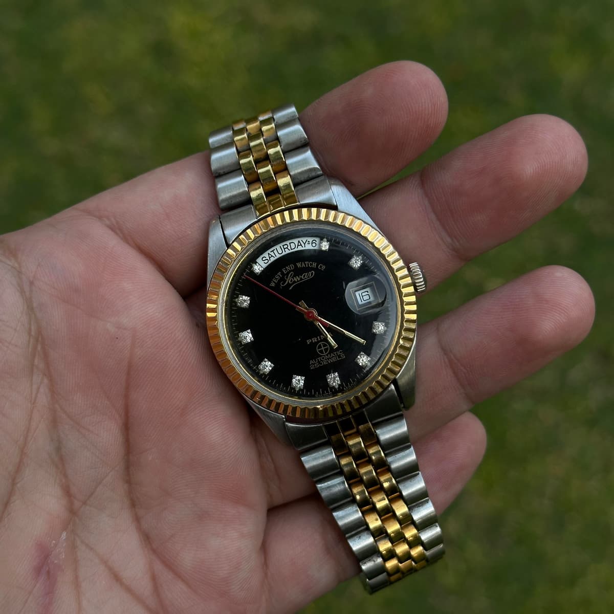 [WTS] (REDUCED) Vintage West End Watch - President Day/Date - Two tone - Flutted Bezel - 25J Automatic Hackable Cal. - 1980’s Swiss