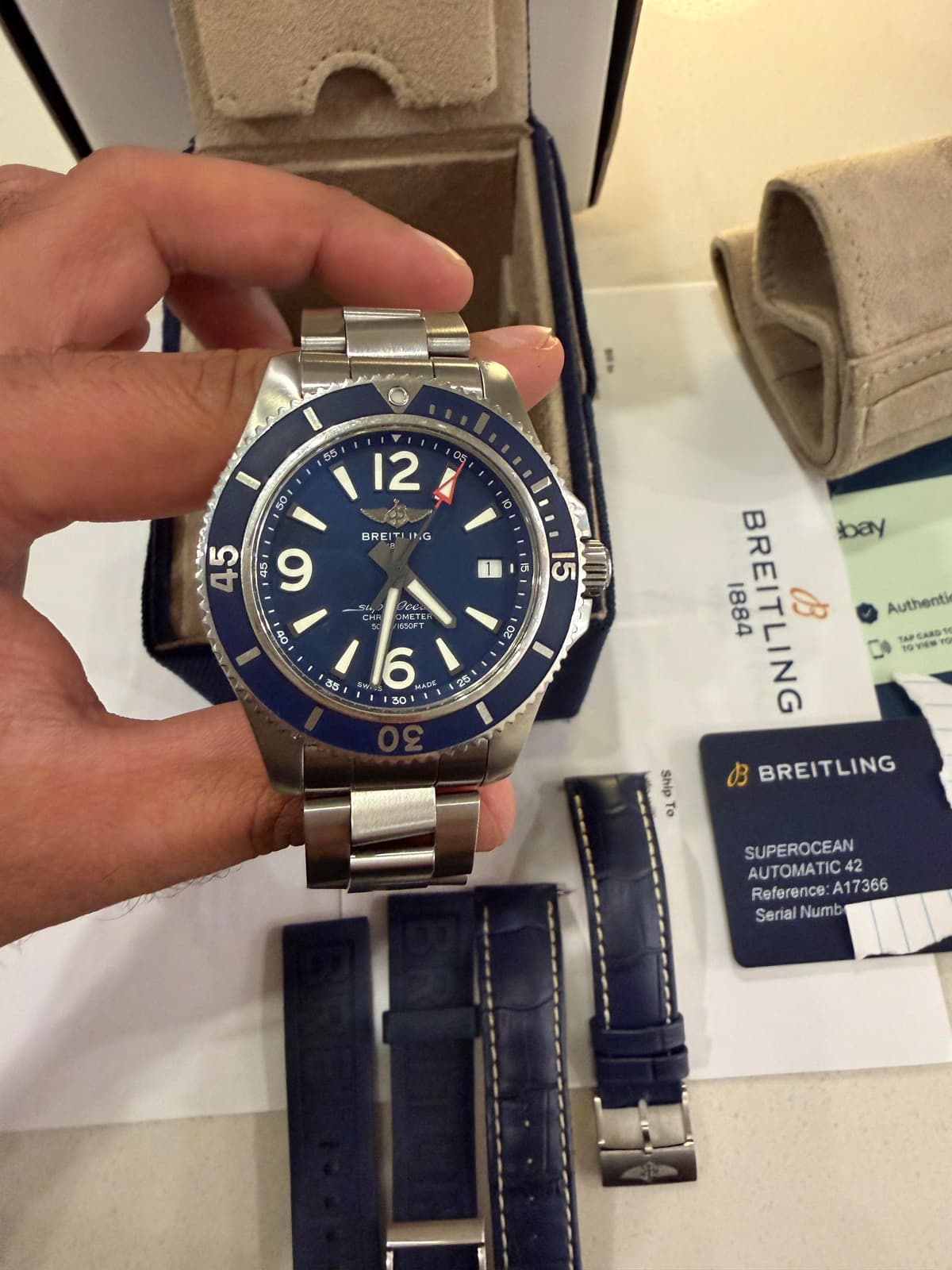 [WTS] Breitling Superocean 42 Blue - A17366 FULL SET + OEM STRAP