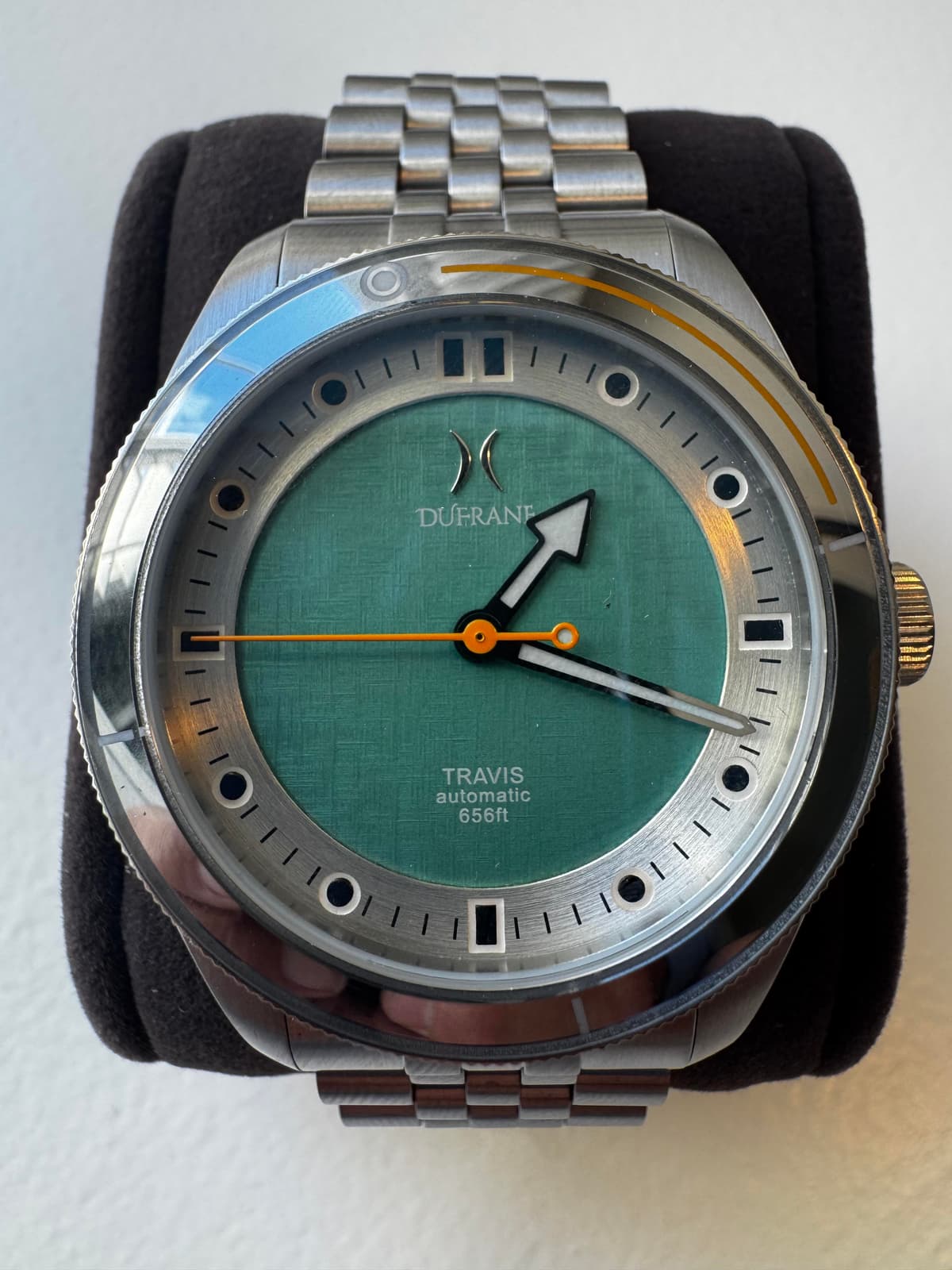 [WTS] Dufrane Travis - "Lagoon" Green Linen Dial - Full Kit - Bracelet and Strap - UNWORN