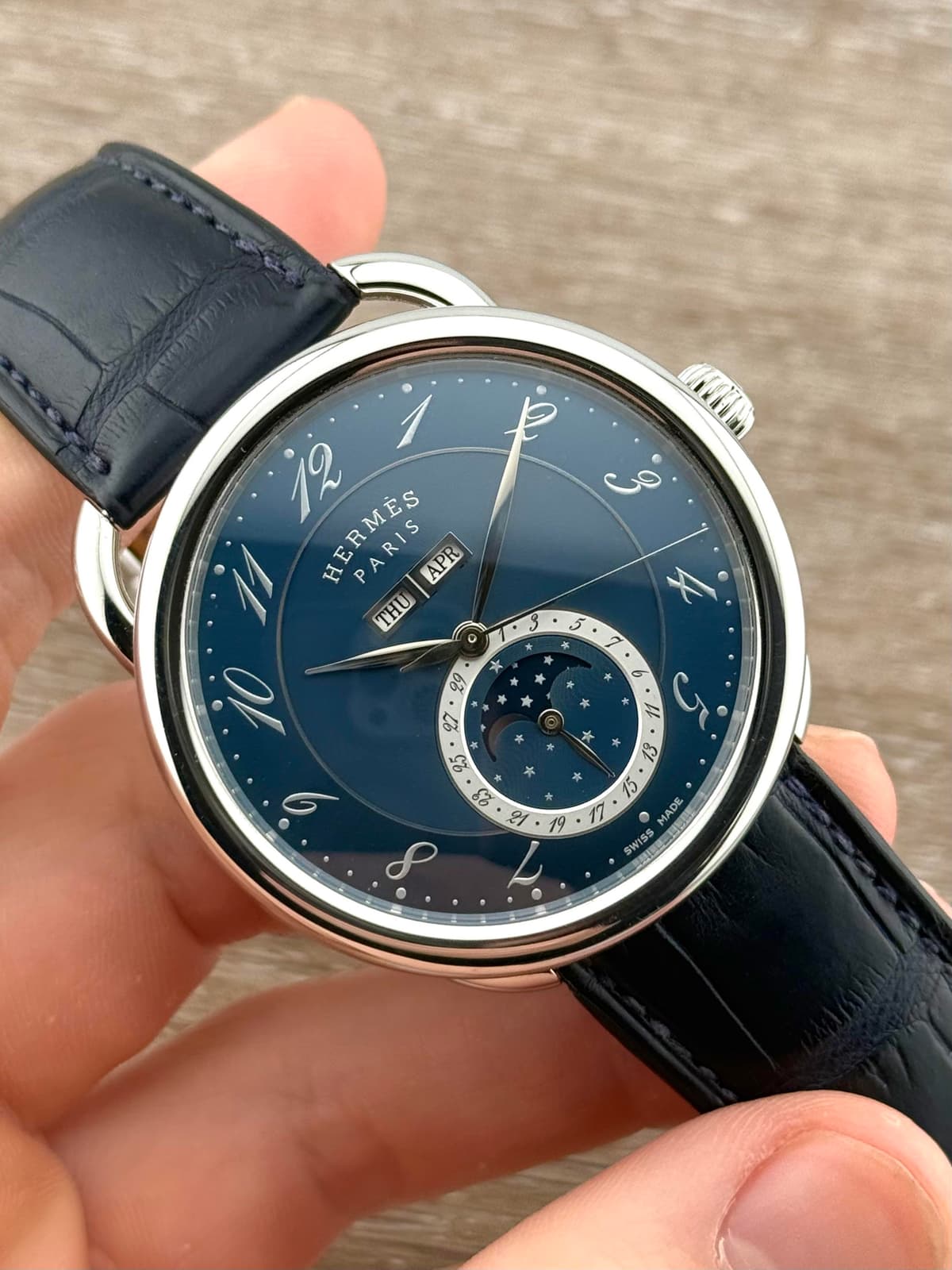 [WTS] Hermes Arceau Grande Lune Blue 43mm Moonphase - Box and Papers - Price Reduced!