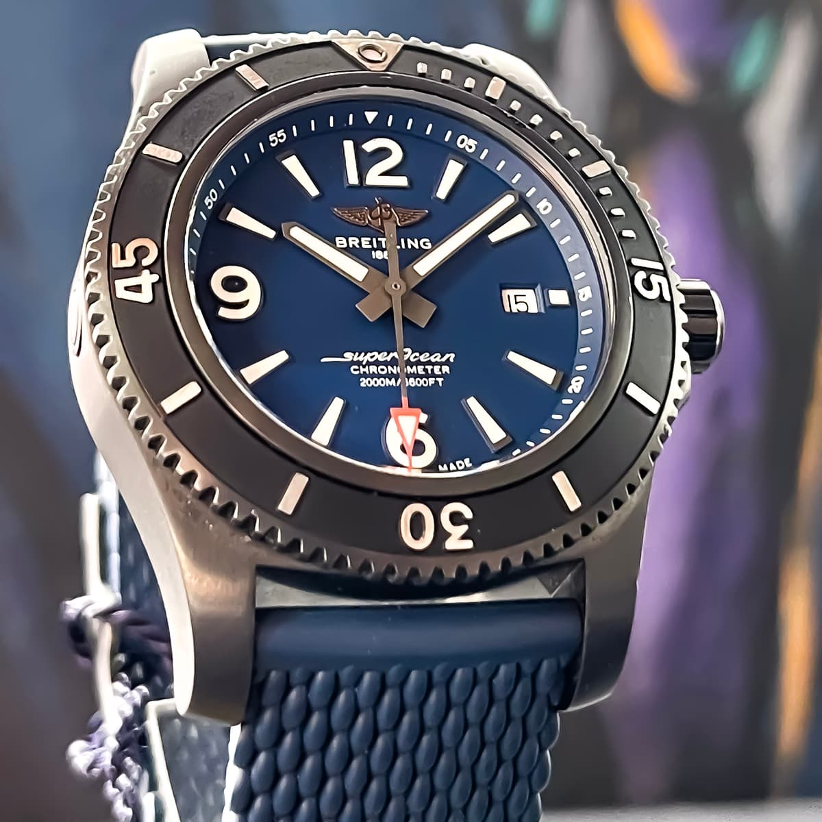 [WTS] Breitling SuperOcean 46mm M17368 — DLC Coated, Blue Dial, FULL KIT (Box & Papers) [USA]