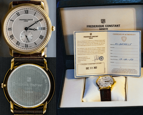 FS: FREDERIQUE CONSTANT SLIMLINE GOLD GUILLOCHE DIAL FC-245M5S5