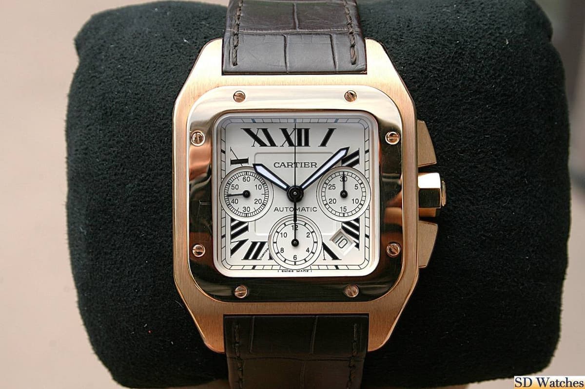 FS: CARTIER 2935 SANTOS 100 XL CHRONOGRAPH WATCH 18K ROSE GOLD