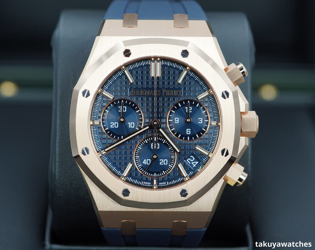 FSOT: Audemars PIGUET ROYAL OAK CHRONOGRAPH 26240OR ROSE GOLD BLUE DIAL 2023 FULL SET