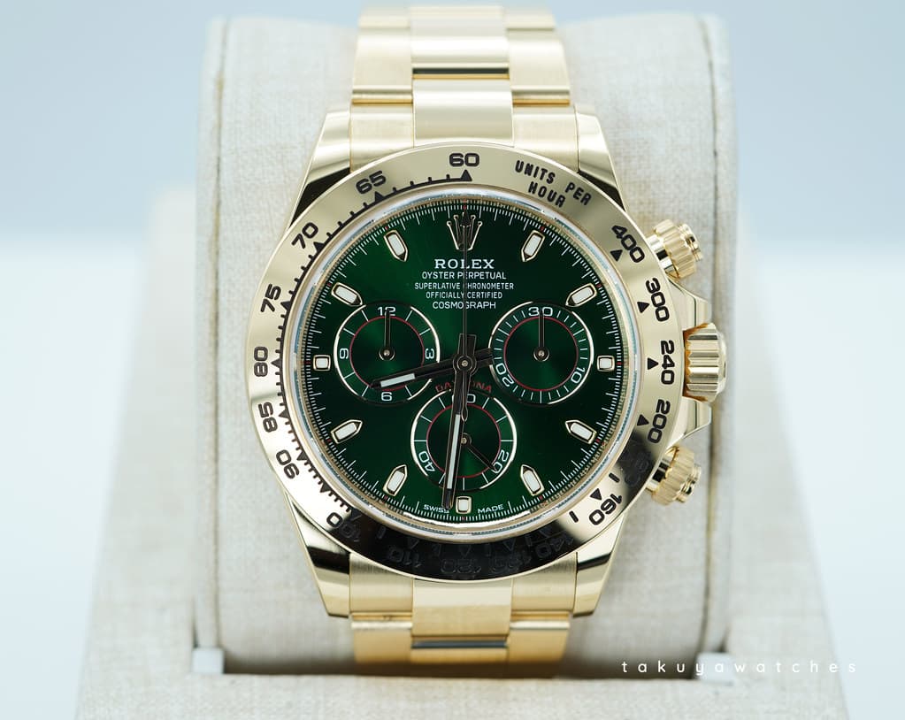 FSOT: Rolex 116508 DAYTONA JOHN MAYER 18K YELLOW GOLD GREEN DIAL 2024 COMPLETE SET
