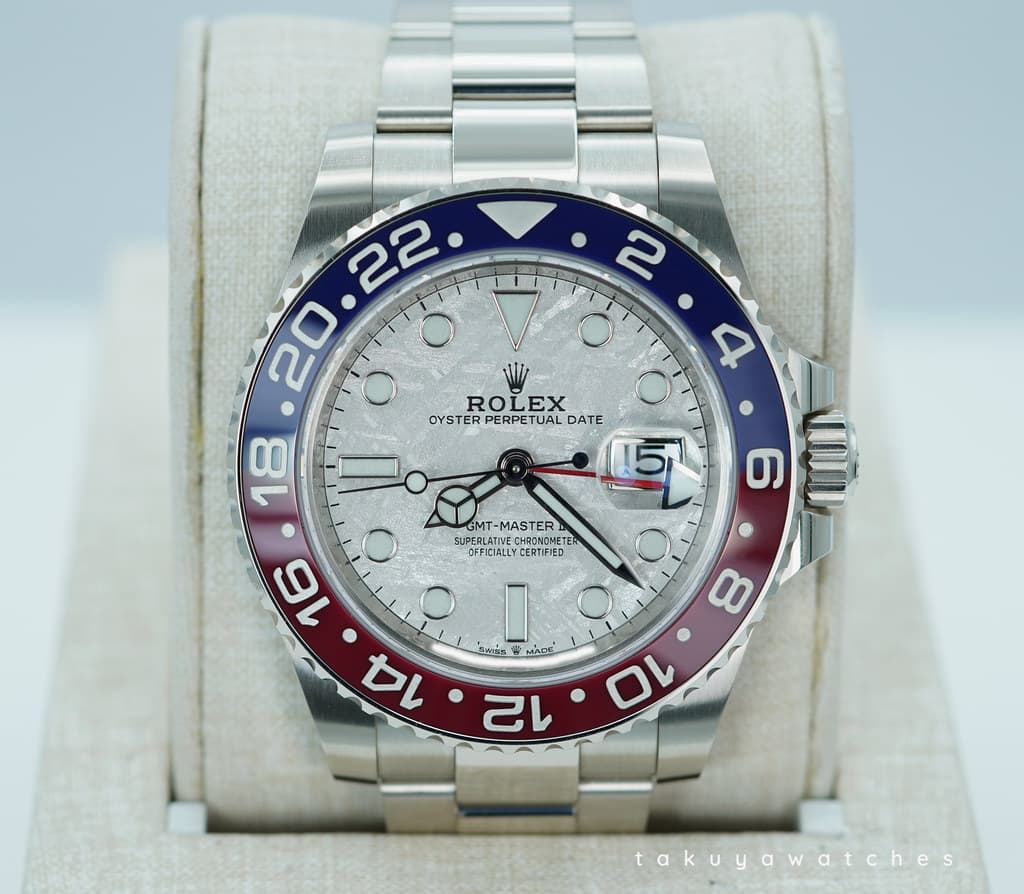 FSOT: Rolex 126719BLRO GMT MASTER 2 WHITE GOLD PEPSI METEORITE DIAL 2021 FULL SET