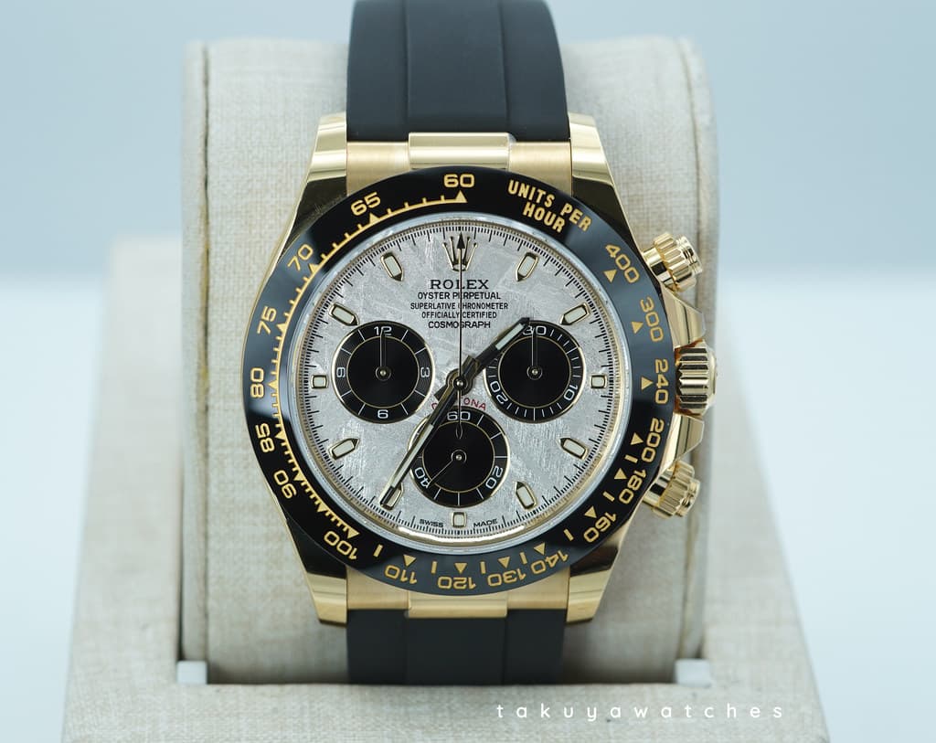 FSOT: Rolex 116518LN DAYTONA YELLOW GOLD METEORITE DIAL OYSTERFLEX 2023 COMPLETE SET