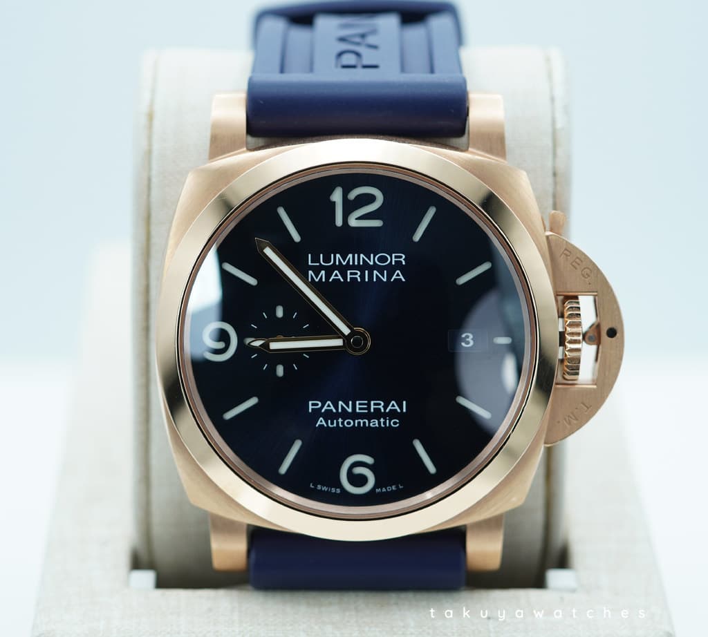 FSOT: Panerai PAM 1112 LUMINOR MARINA ROSE GOLD BLUE DIAL 2025 WARRANTY FULL SET