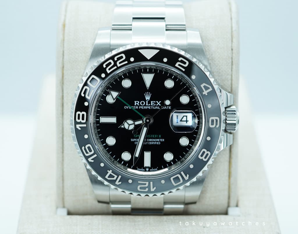 FSOT: Rolex 126710GRNR GMT MASTER II BLACK GREY BEZEL OYSTER BAND 2024 FULL SET