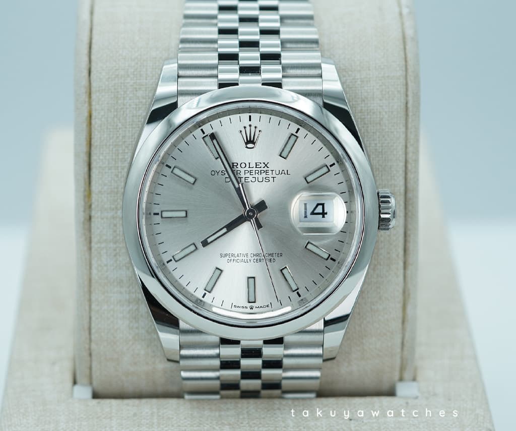 FSOT: Rolex 126200 DATEJUST 36 SILVER DIAL JUBILE BAND 2022 WARRANTY FULL SET