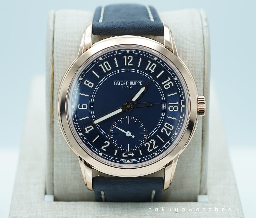 FSOT: Patek PHILIPPE 5224R TRAVEL TIME CALATRAVA ROSE GOLD BLUE DIAL 2025 FULL SET