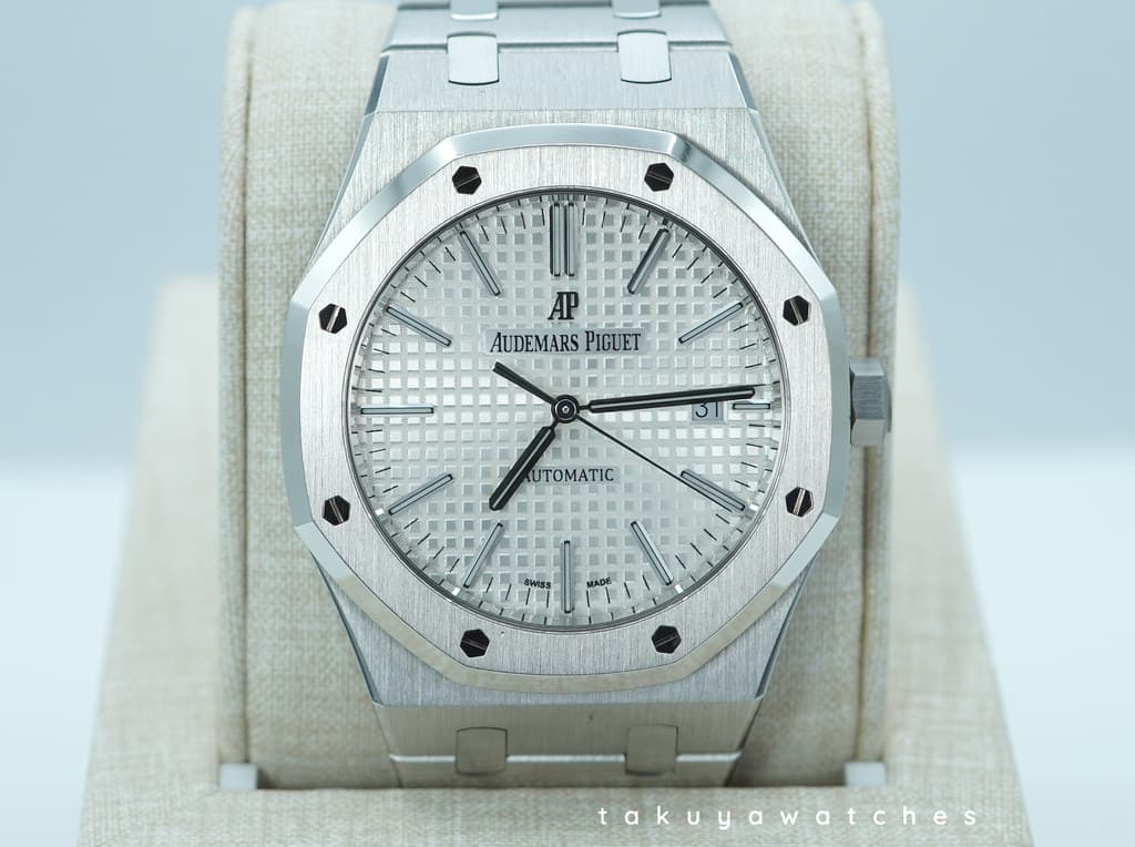 FSOT: Audemars PIGUET 15400ST ROYAL OAK STEEL WHITE DIAL 41MM AP SERVICED 2021 FULL SET