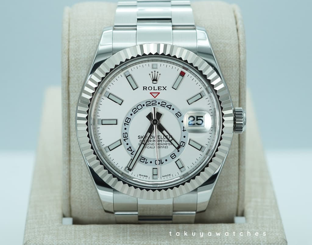 FSOT: Rolex 326934 SKY-DWELLER WHITE DIAL OYSTER BAND 2023 WARRANTY FULL SET