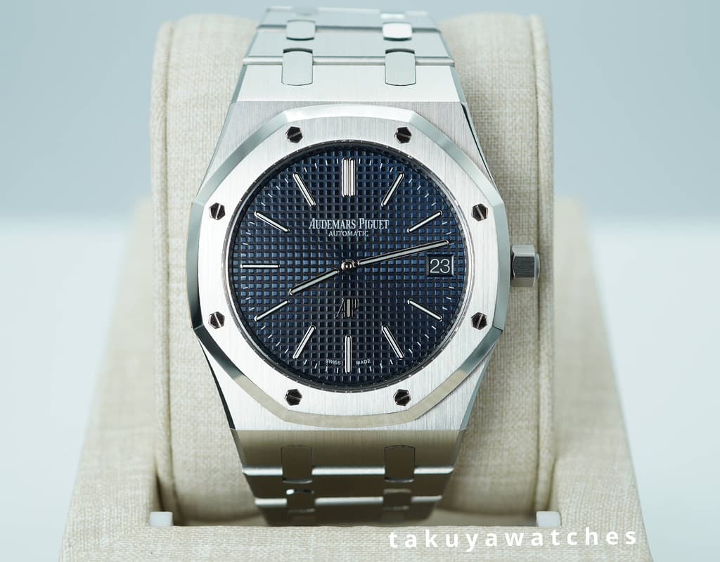 FSOT: Audemars PIGUET ROYAL OAK JUMBO ULTRA THIN 15202ST BLUE DIAL SERVICED WARRANTY FULL SET