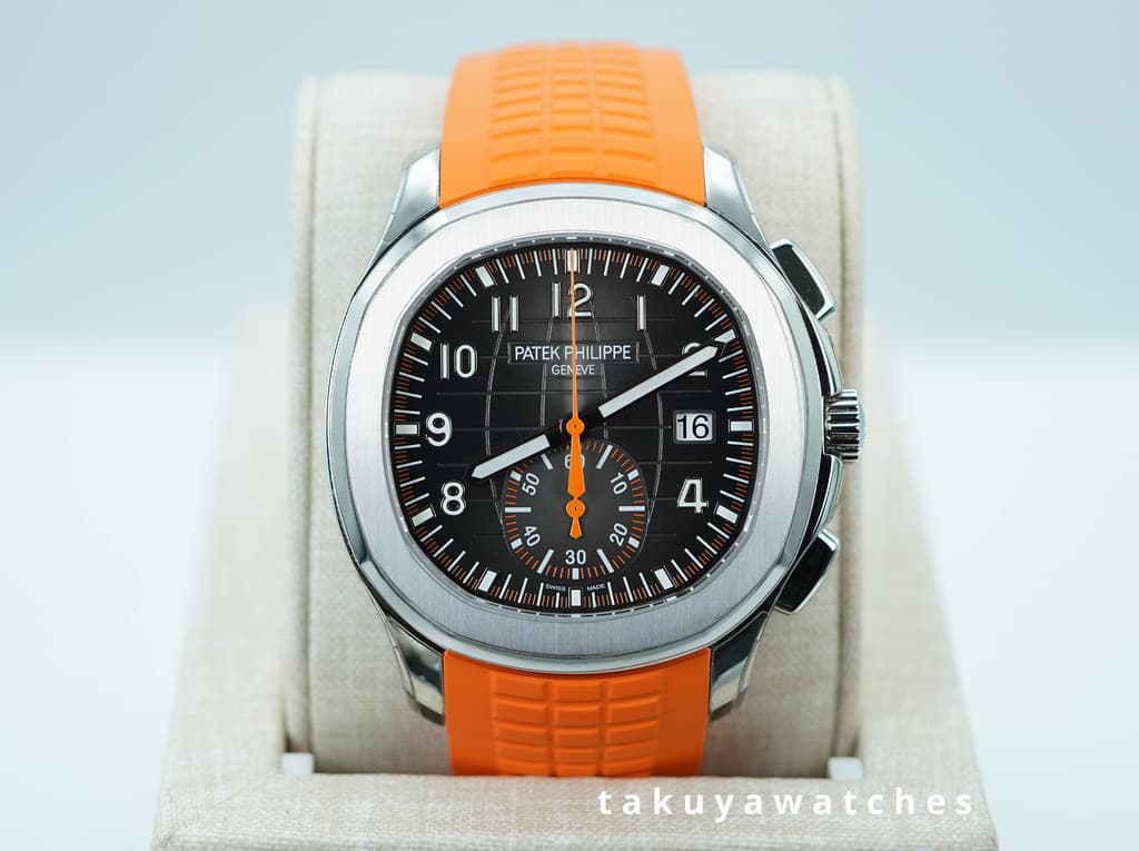 FSOT:MINT Patek PHILIPPE 5968A AQUANAUT CHRONOGRAPH STEEL BLACK ORANGE DIAL FULL SET