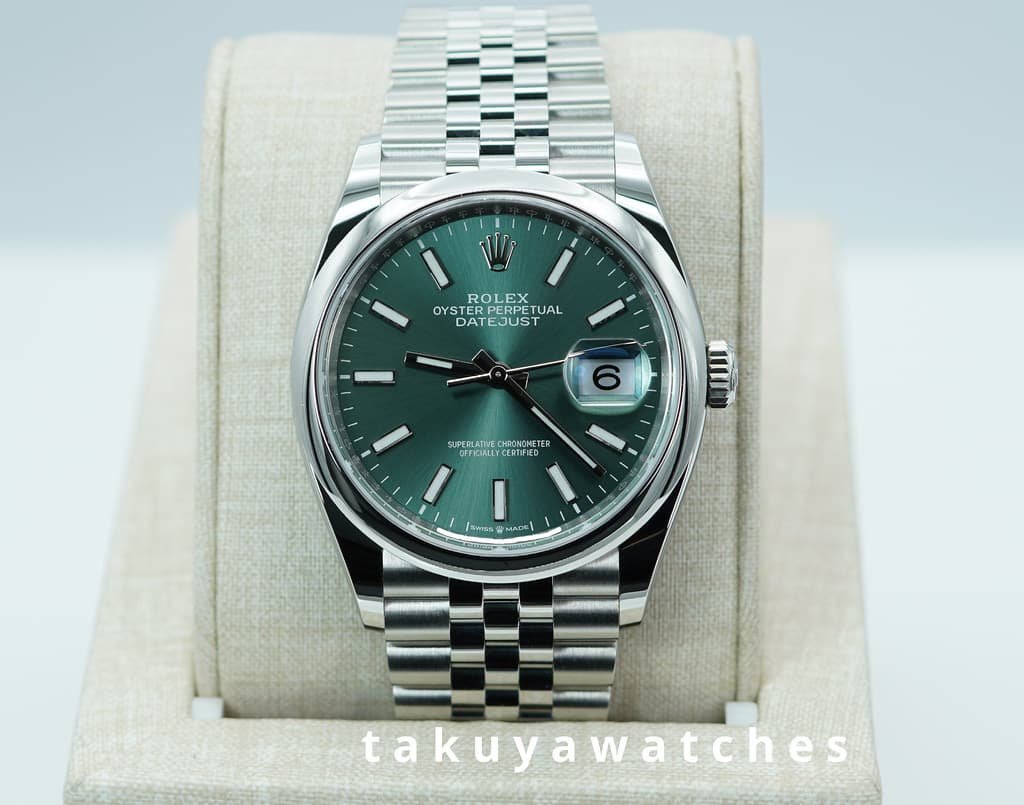 FSOT:BNIB Rolex 126200 DATEJUST 36 MINT GREEN DIAL JUBILE BAND 2026 WARRANTY FULL SET