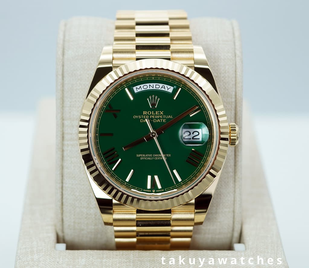 FSOT:BNIB Rolex 228238 DAY DATE 40 18K YELLOW GOLD GREEN ROMAN DIAL 2026 COMPLETE SET