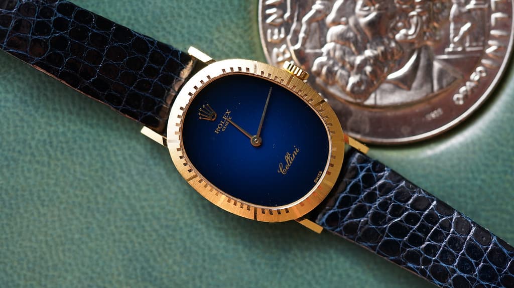 FS:Rolex Ladies Cellini Oval 4047 Blue Vignette Dial.