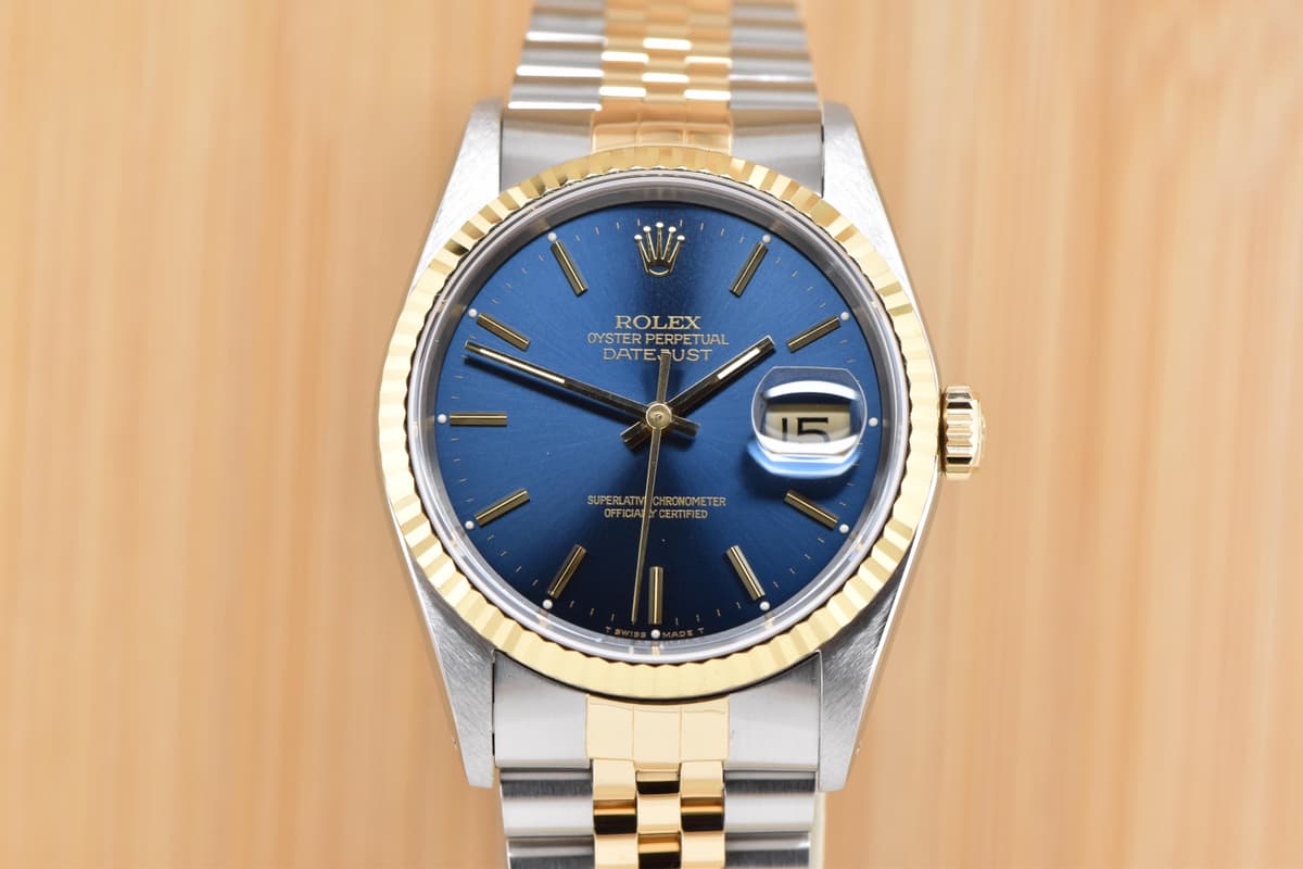 [WTS] 1990 Rolex Datejust 36mm 18K Yellow Gold & Steel Blue Dial Tritium 16233 Watch