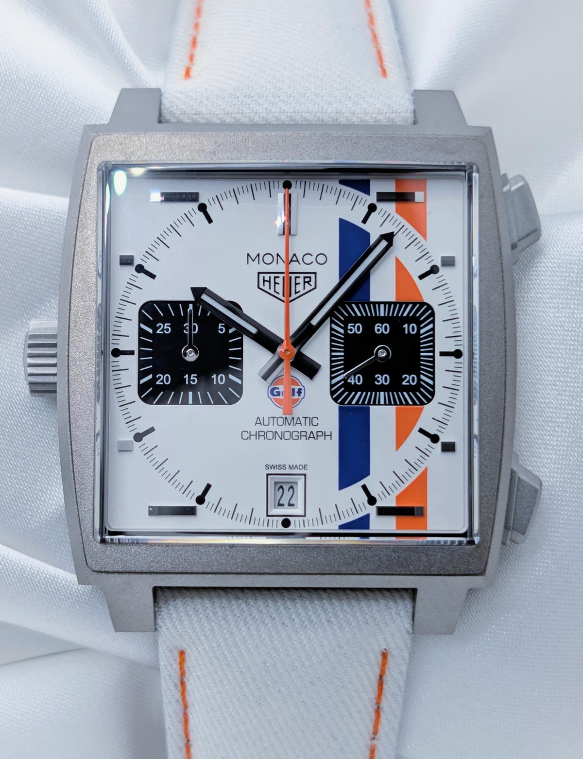 [WTS] Tag Heuer Monaco Chronograph X Gulf Limited Edition 1 of 971 Full Set 2 Straps Box & Papers CAW218G.EB0393
