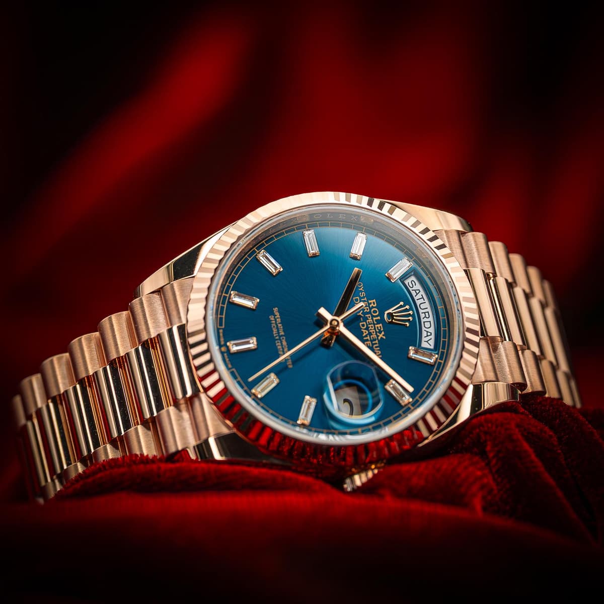 [WTS] Rolex Day-Date 128235 Everose Gold Blue-Green Diamond Dial 36mm Complete Set BNIB