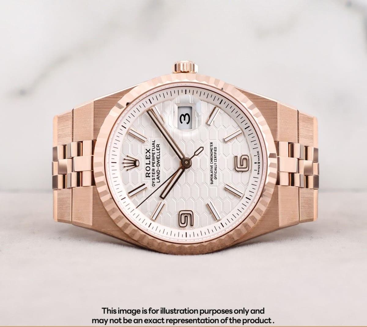 [WTS] RARE - White Honeycomb Motif Dial - Feb 2026 Rolex Land Dweller Flat Jubilee 127235