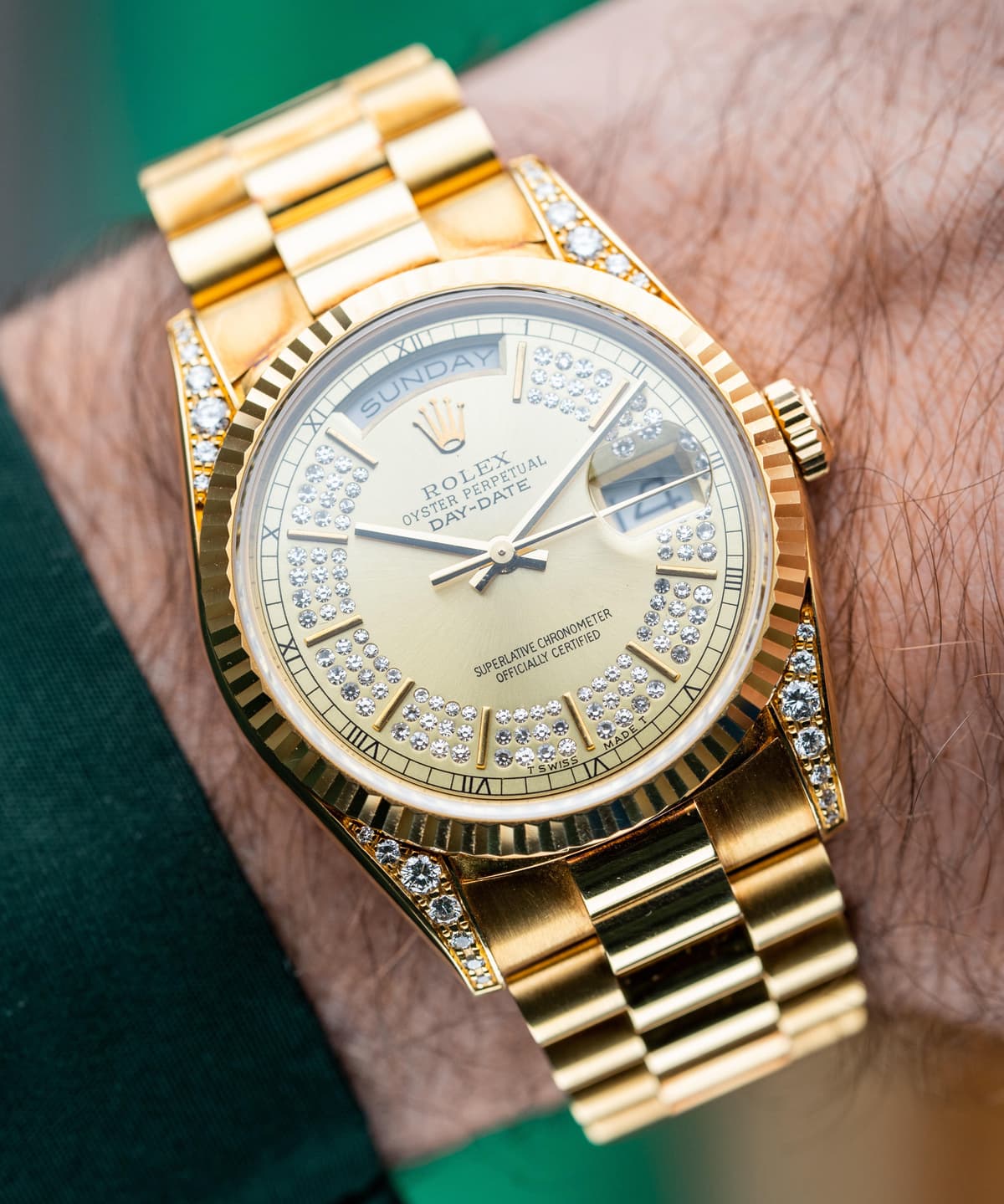 [WTS] Rolex DayDate 18338 Factory Pavé Dial and Diamond Lugs ($34,500)