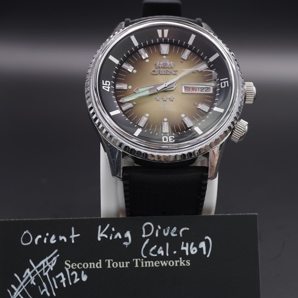 [WTS] Orient King Diver KD Cal. 469 Tropical Dial Arabic/English Day Wheel - Full Service, New Crystal & Tropic Strap