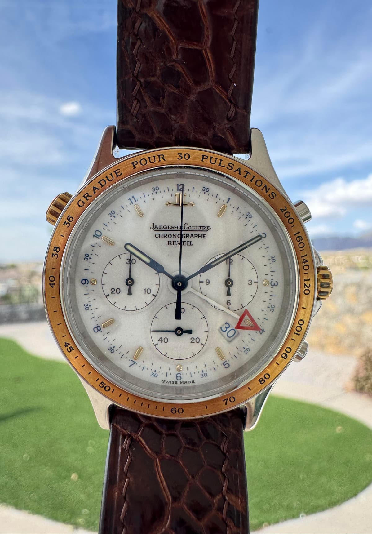 [WTS] Jaeger-LeCoultre Reveil Chronograph – Enamel Dial – Gold Bezel – Full Set – $2675 + shipping OBO