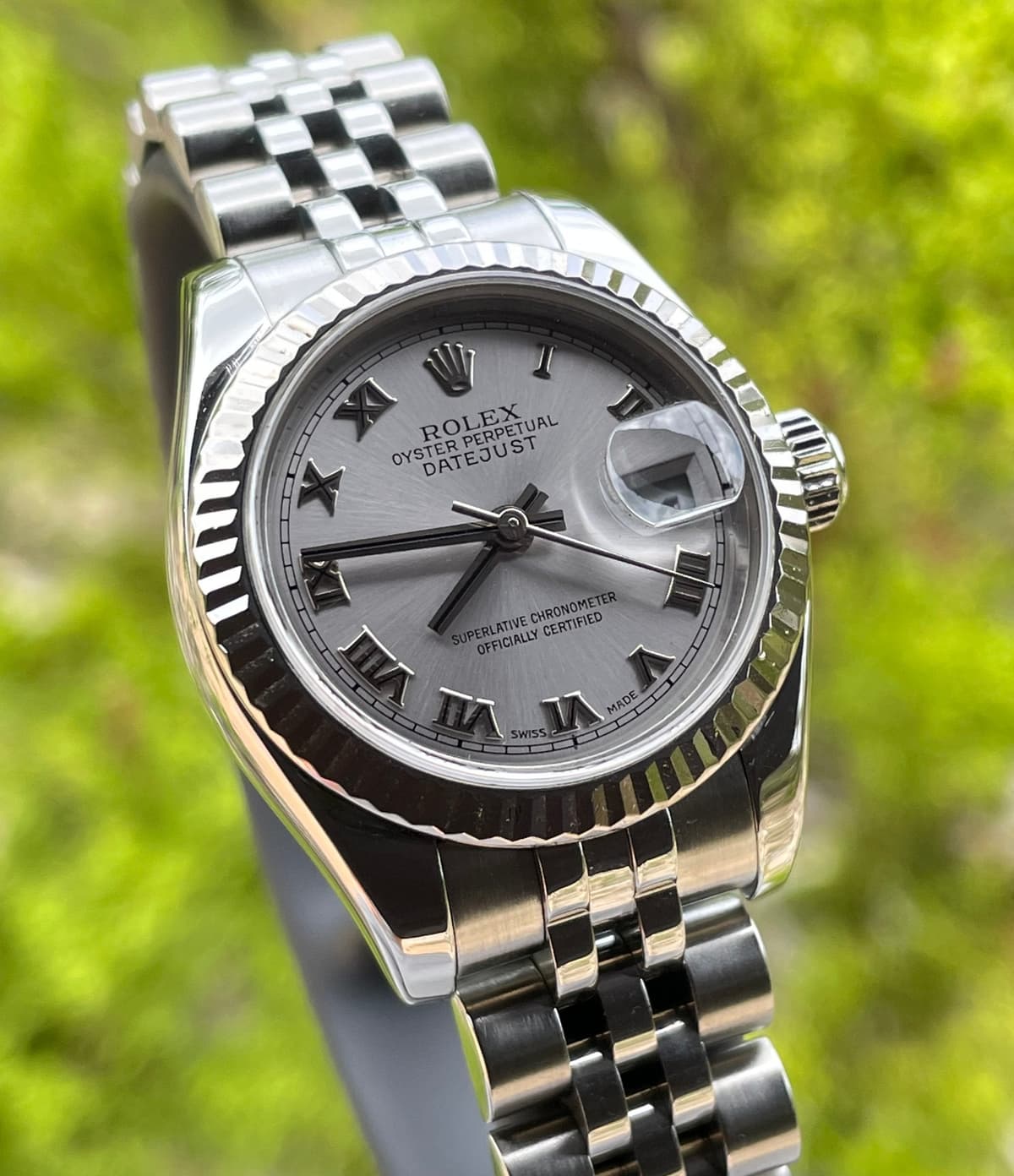 Rolex Lady Datejust 179174 26mm White Gold & Steel Silver Roman {BOX & PAPERS}