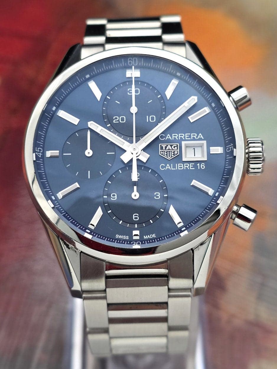 FSOT: Tag Heuer Carrera Calibre 16 Chronograph Blue Watch CBK2112.BA0715 Box & Papers