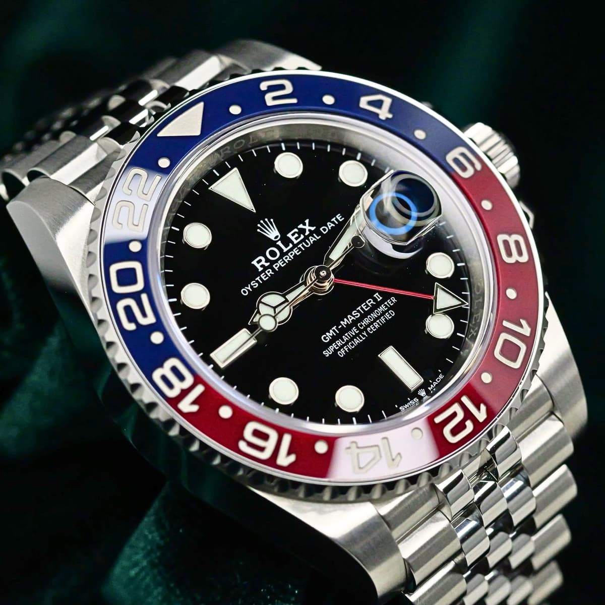 FSOT: Rolex GMT Master II “Pepsi” Black Dial Blue Red Ceramic Bezel Jubilee Bracelet 40mm MINT CONDITION COMPLETE SET 126710BLRO-0001