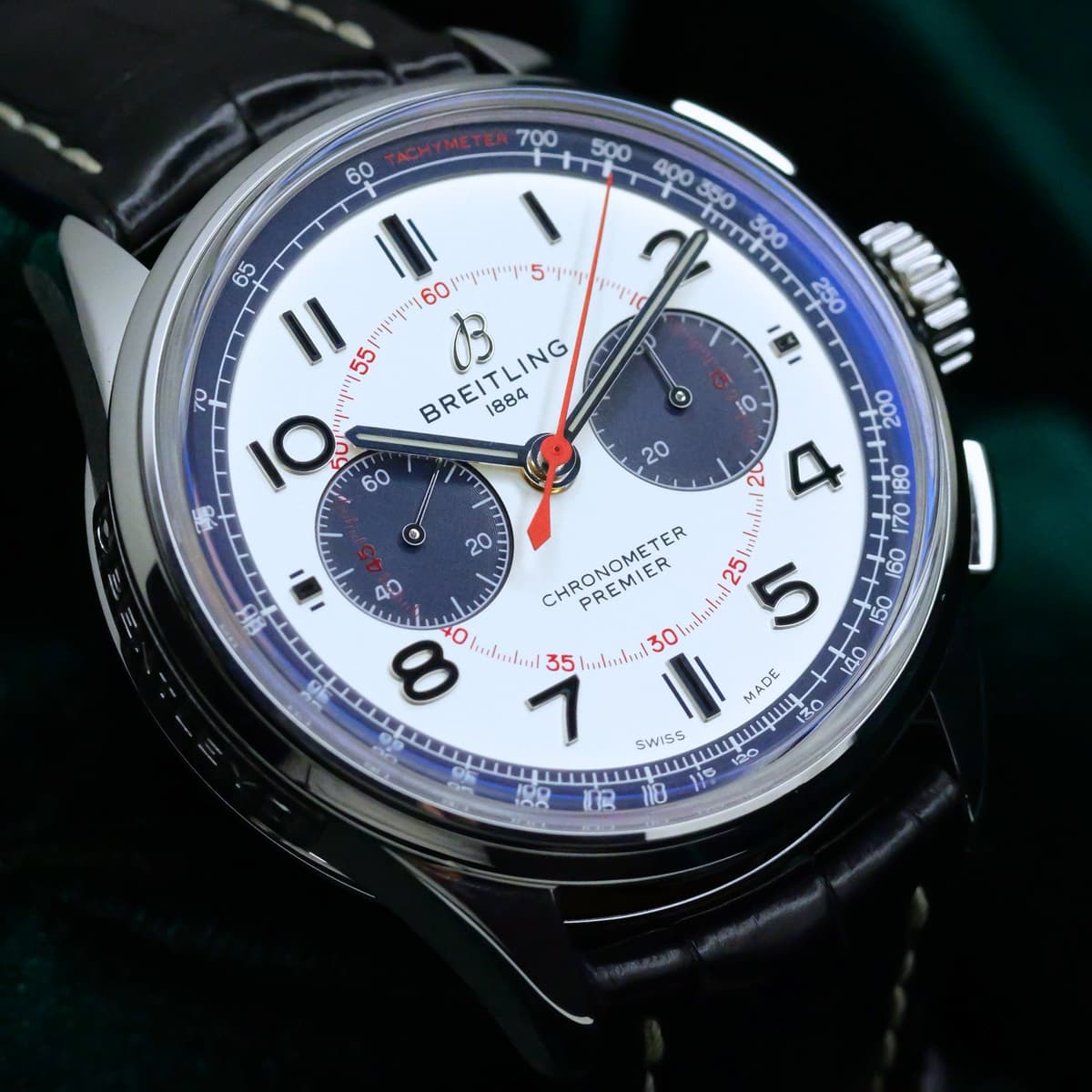 FSOT: Breitling Premier B01 Chronograph Bentley Mulliner Silver Dial Blue Alligator Leather Strap Stainless Steel 42mm MINT FULL SET AB0118A71G1P1