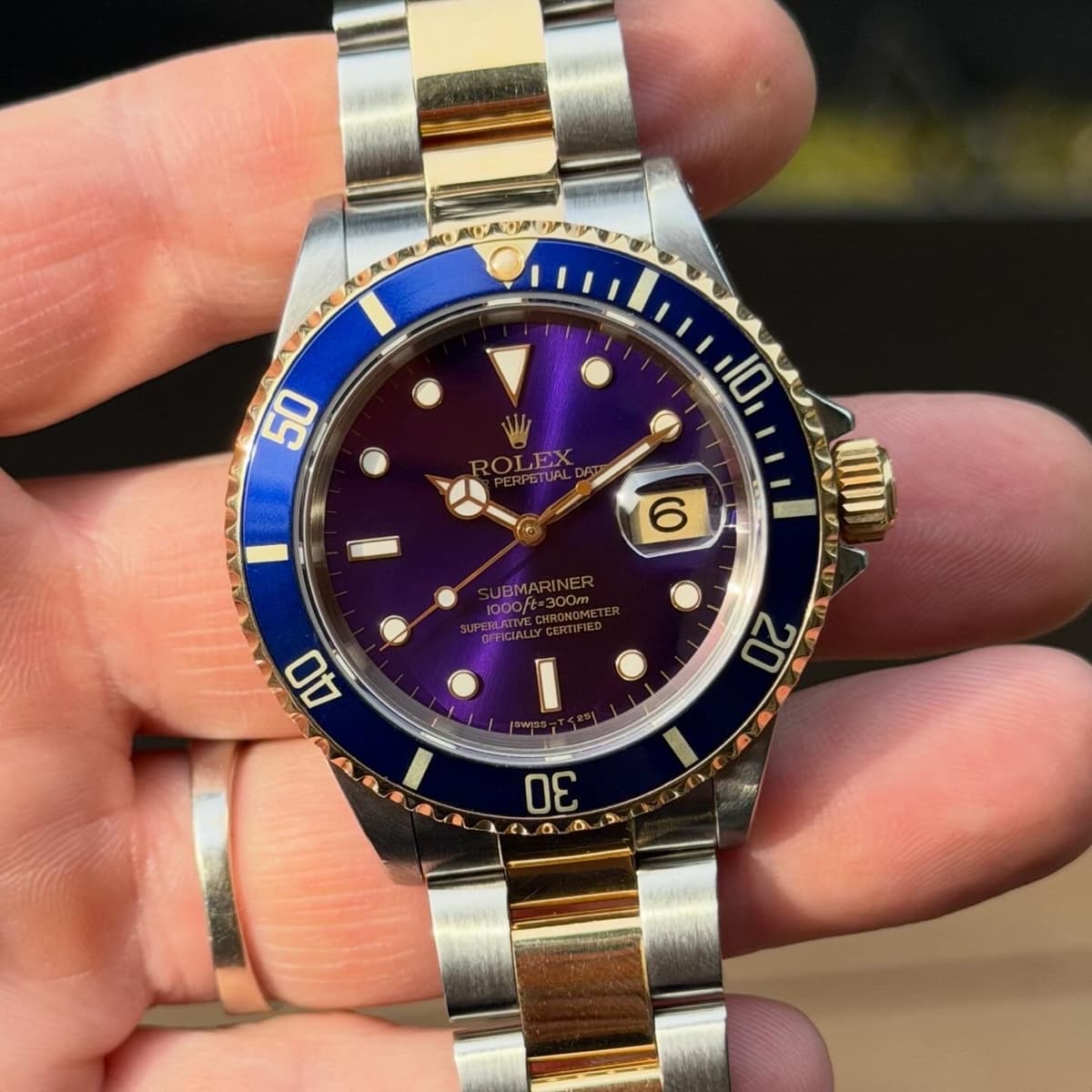 FS: 1994 Rolex 16613 Submariner Bluesy Purple Dial Two Tone With Hang Tag