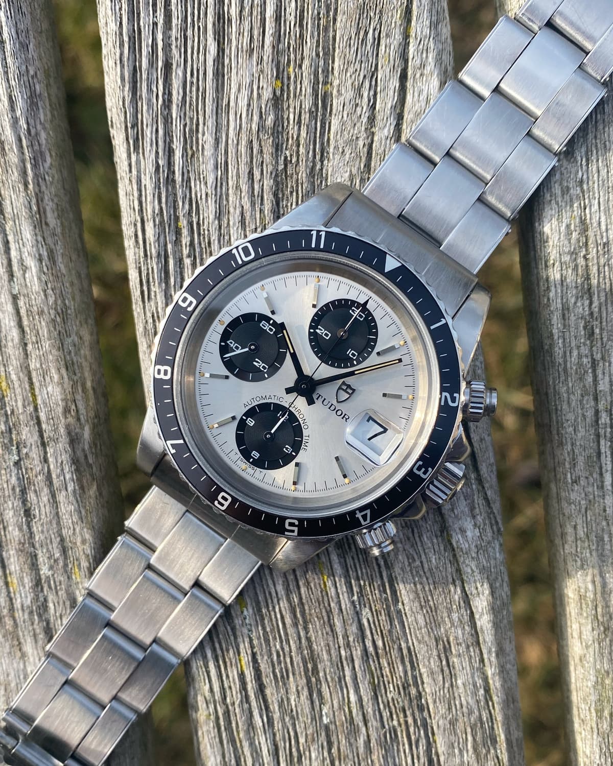 FS: 1979 Tudor 94210 Big Block Silver Panda Solo Dial Unpolished Custard Patina 24 Month Service Warranty