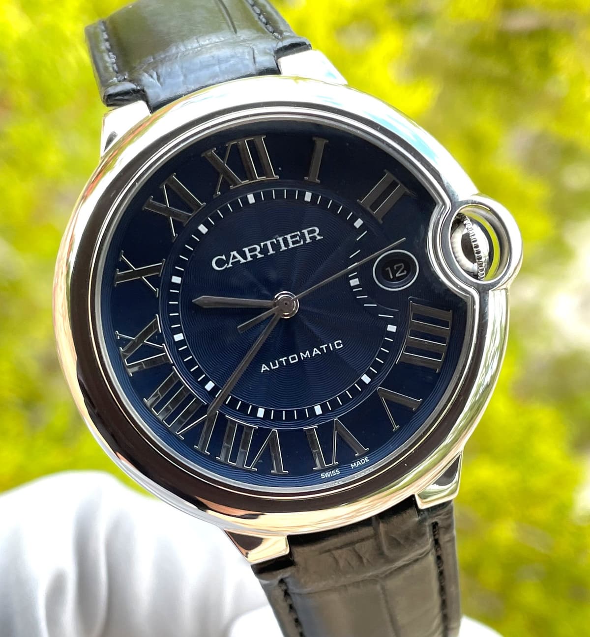 Cartier Ballon Bleu WSBB0025 Blue 42mm Strap Automatic {Box+Card}
