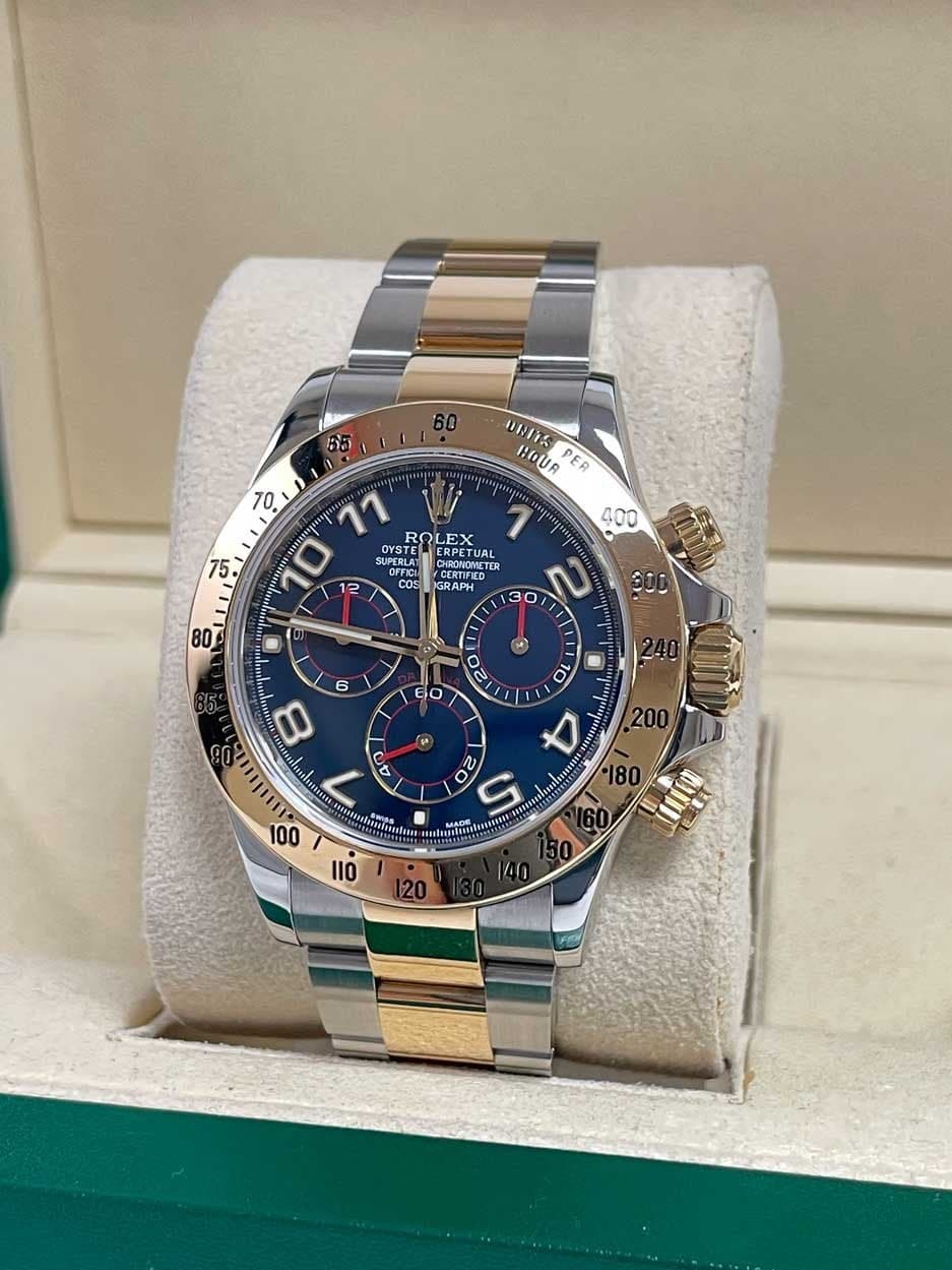 FS: Rolex Daytona SS/18k Yellow Gold Blue Racing 116523 + Warranty