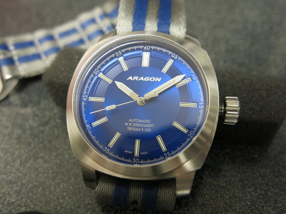 Aragon Blue dial Field/Pilot watch Tritium T100 NH 35