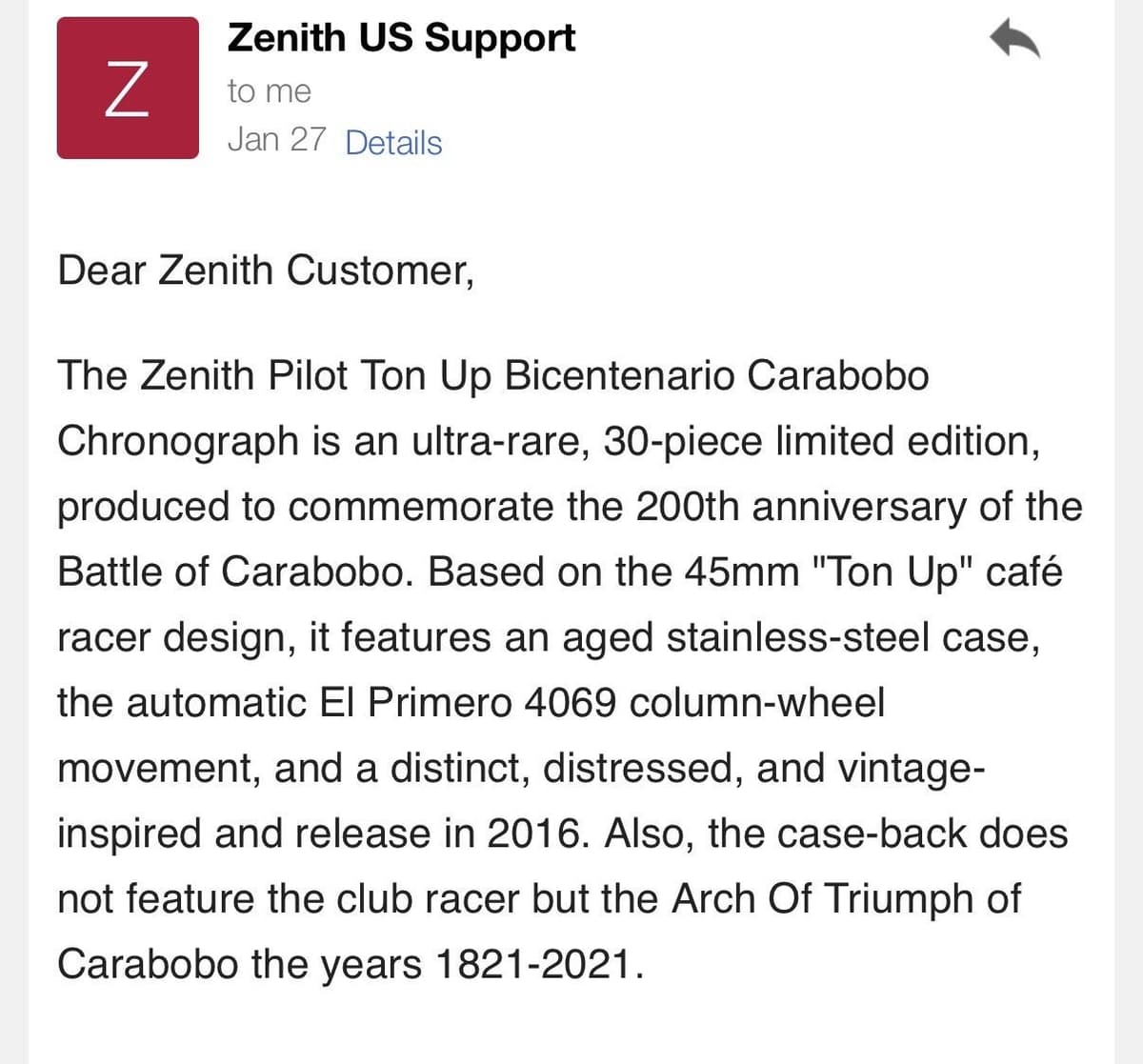 FS: ZENITH PILOT TON UP BICENTENARIO CARABOBO CHRONOGRAPH