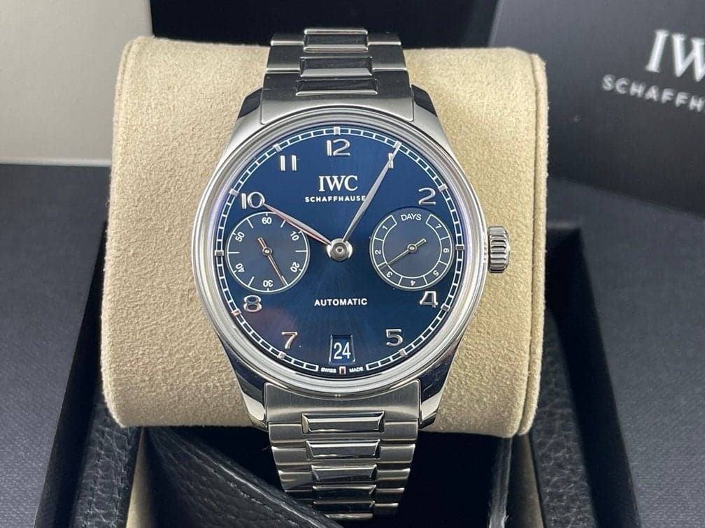 FS: IWC Portugieser Automatic 42 IW501704 Blue Dial on Steel Bracelet - Complete Set!