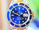 Rolex Submariner Two Tone 18k Yellow Gold & Steel with Blue Dial & Bezel 40mm Watch Ref. 16613