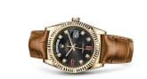 Rolex Day-Date 36 Yellow Gold / Strap / Black Diamond Rubies