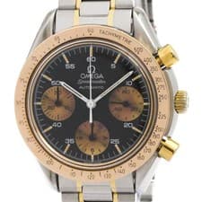OMEGA Speedmaster Automatic 18K Gold Steel Mens Watch 175.0033 Polished BF579727