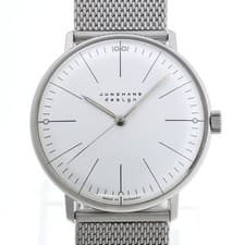 JUNGHANS Max Bill Hand-Winding Watch 027/3004.44 Silver Dial 34mm Manual Used