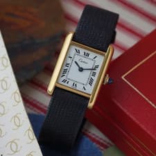 Cartier 1970s Small Tank Must Gold-Plated Plaque 20 Microns 20mm Manual Wind